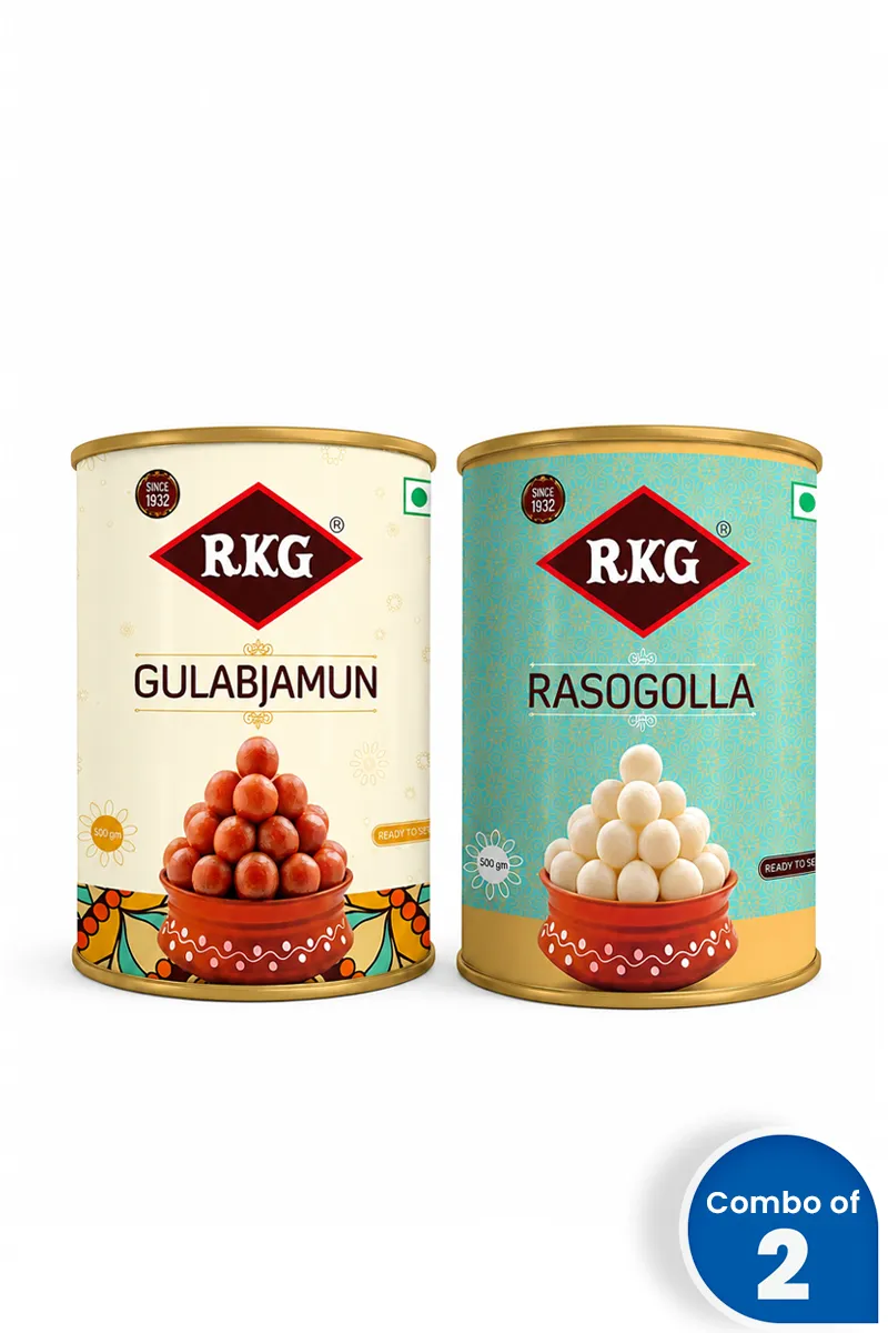 RKG Traditional Indian Sweets Combo (Gulab Jamun & Rasagolla) - 500g Each