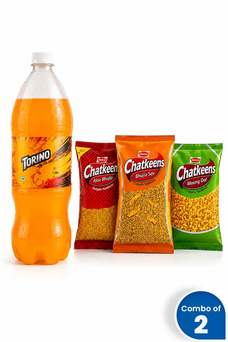 Torino Juice & Parle Chatkeens Snack Combo (Torino - 1L, Moong Dal & Bhujia Sev & Aloo Bhujia - 200g Each)