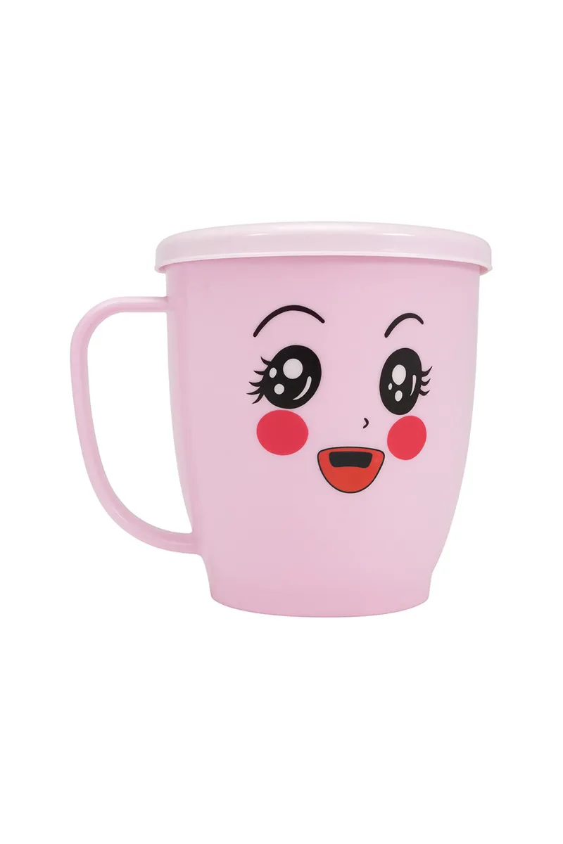 Plastic & Stainless Steel Mug with Lid, Pink - 280 ML