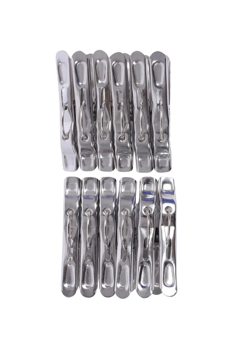 Stainless Steel Cloth Clips - 12 Pcs