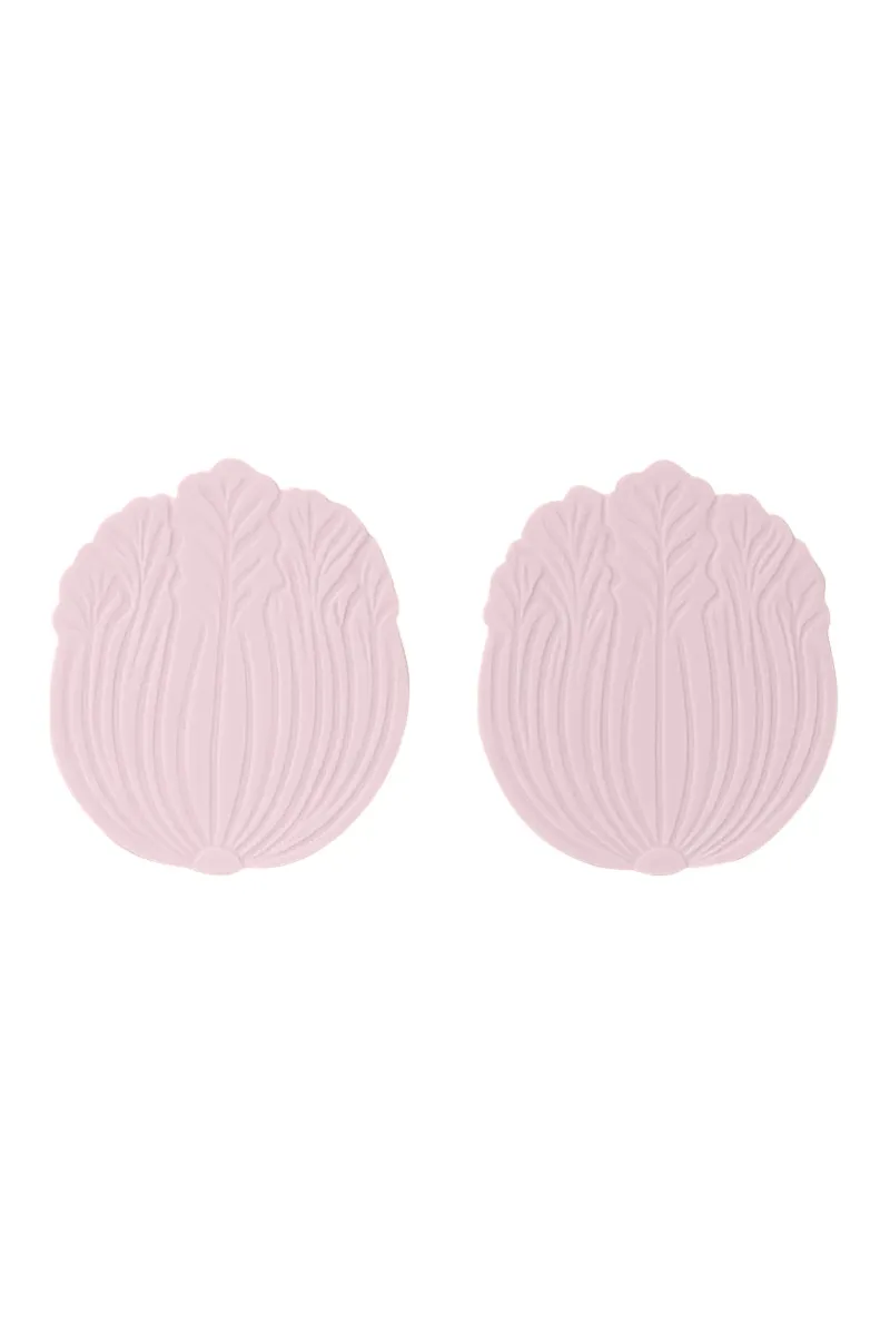 Silicone Leaf Coaster Set, Pink - 15x16 Cm