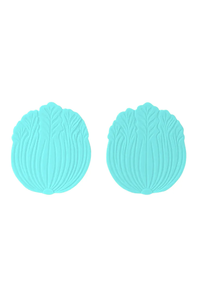 Silicone Leaf Coaster Set, Sea Green - 15x16 Cm