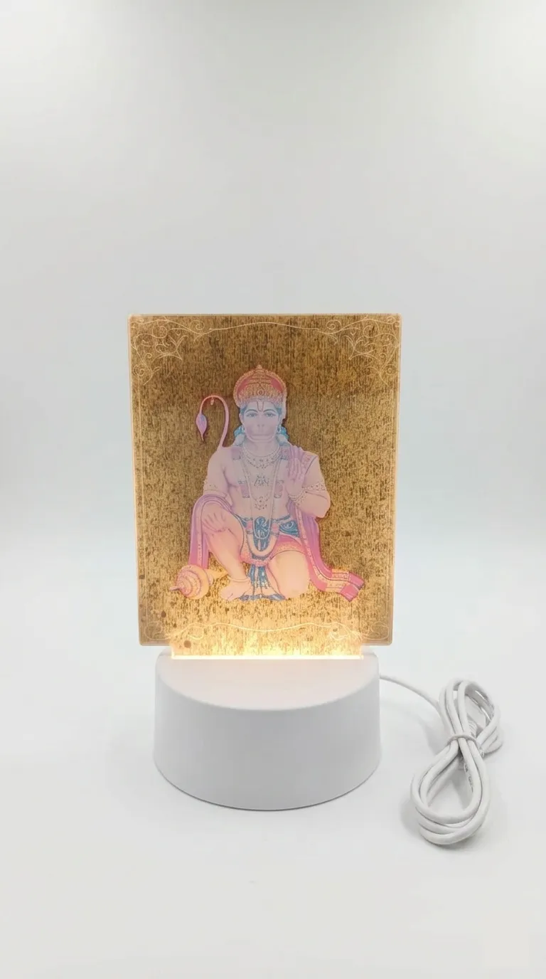 Acrylic Hanuman 3D Frame with Light - 18 Cm