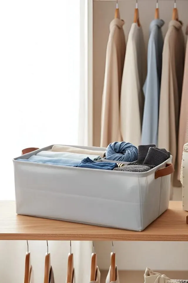 Canvas Fabric Cloth Storage Basket / Bin, Grey - 18x47 Cm