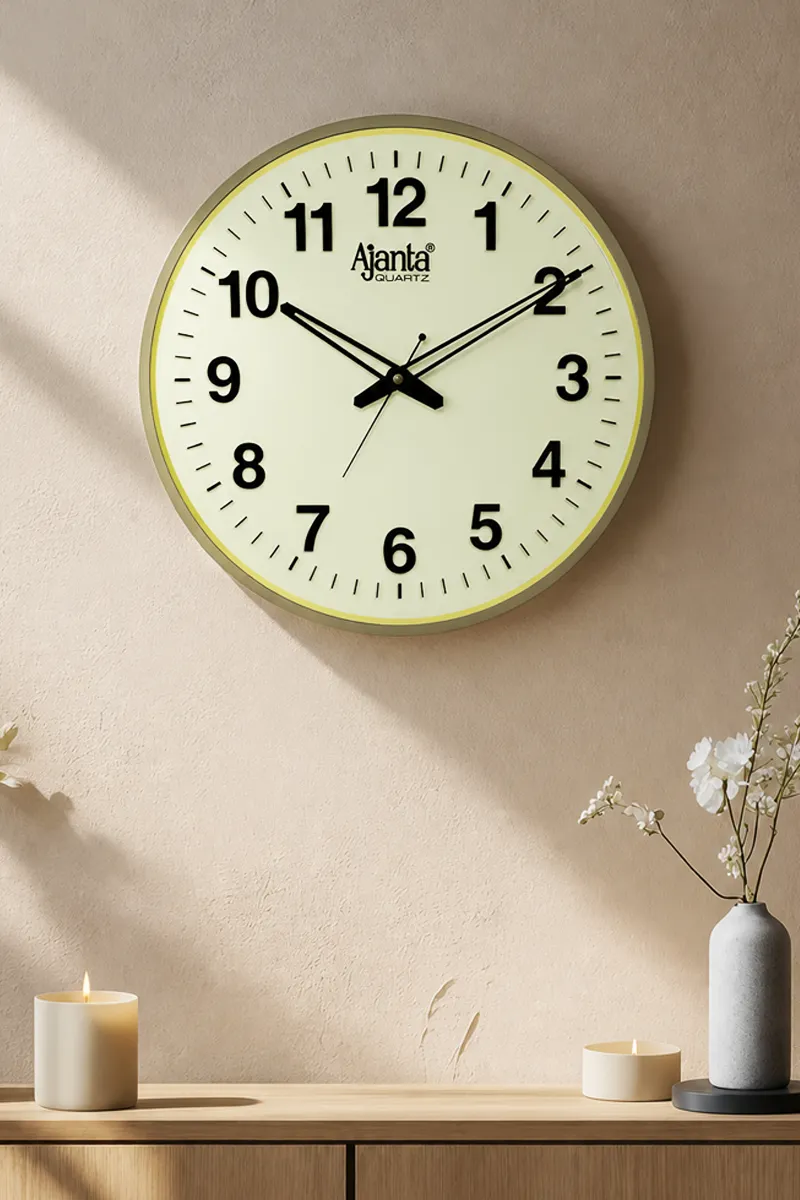 Ajanta Plastic Office Sweep Wall Clock - 397, Ivory - 31 Cm