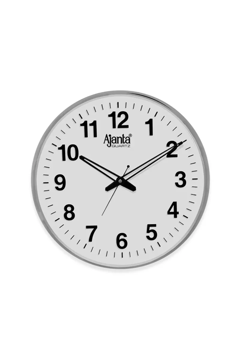 Ajanta Plastic Office Sweep Wall Clock - 397, White - 31 Cm