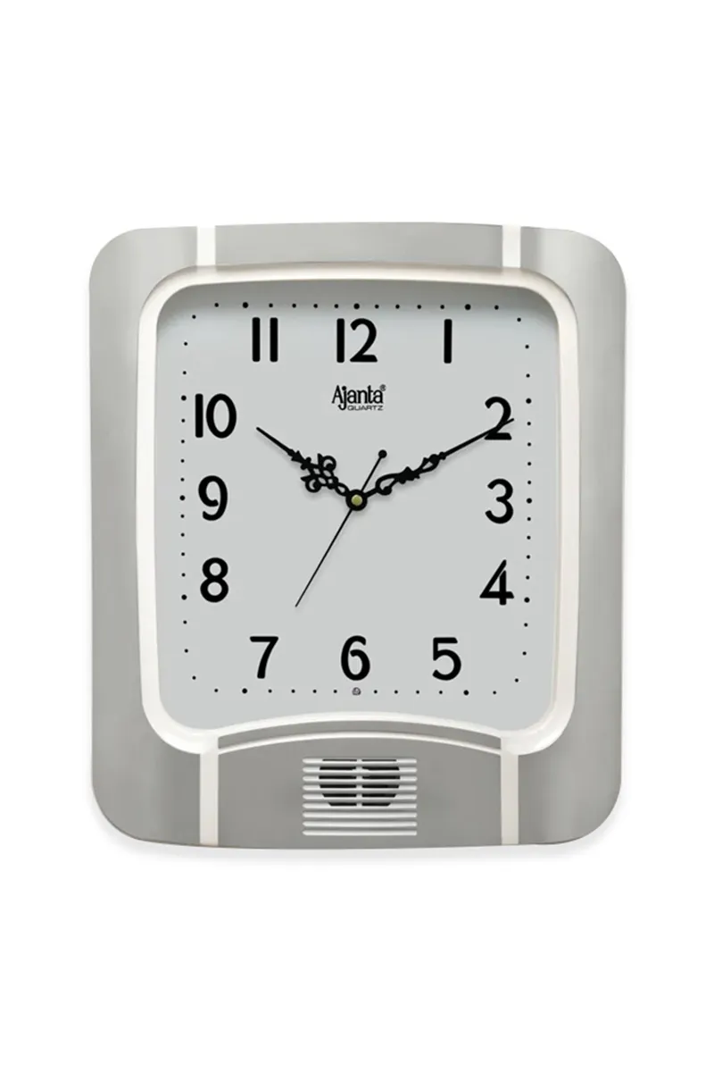 Ajanta Plastic Classic Musical Wall Clock - 797, White - 32x35 Cm