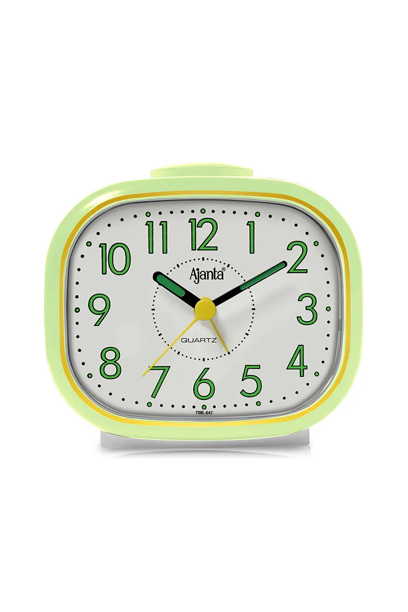 Orpat Plastic Time Piece Buzzer Alarm Clock, Green - 10x12 Cm