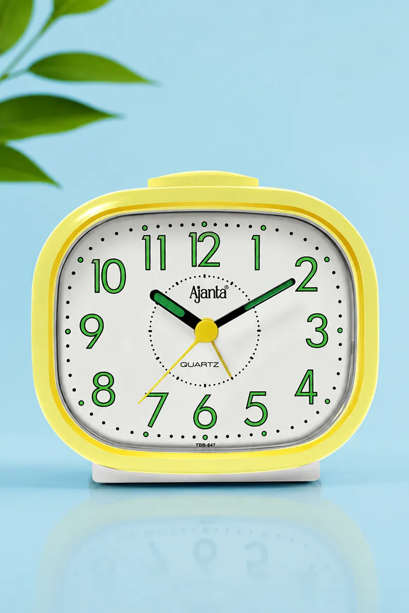 Orpat Plastic Time Piece Buzzer Alarm Clock, Lemon Yellow - 10 x 12 Cm