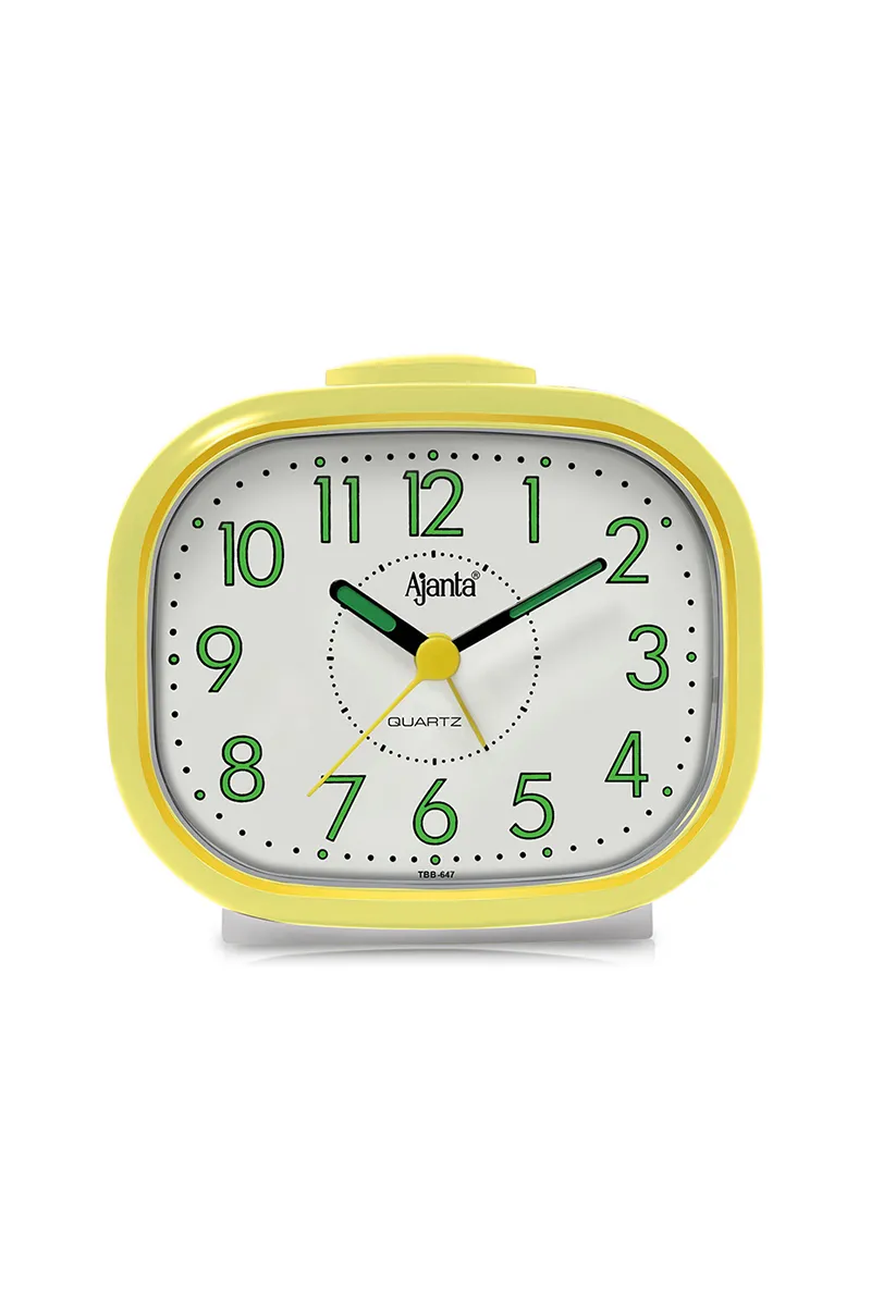 Orpat Plastic Time Piece Buzzer Alarm Clock, Lemon Yellow - 10x12 Cm