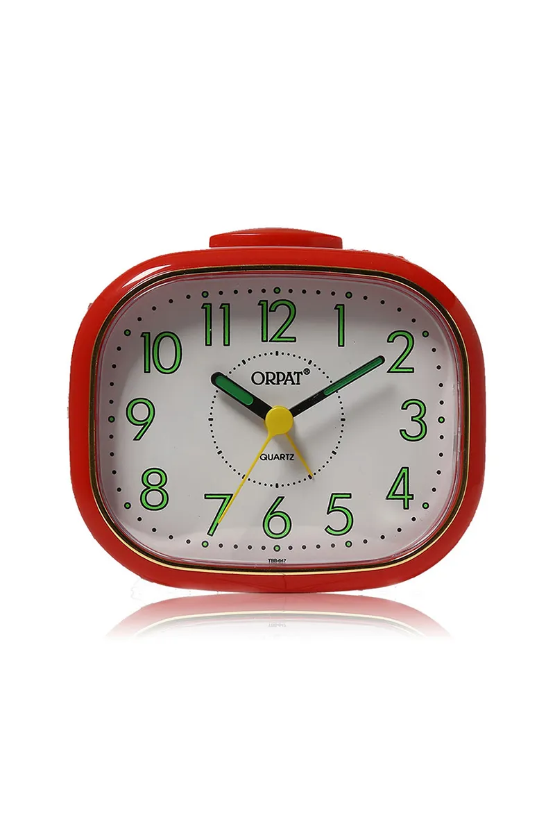 Orpat Plastic Time Piece Buzzer Alarm Clock - 647, Red - 10x12 Cm HK000182CLOCKRED