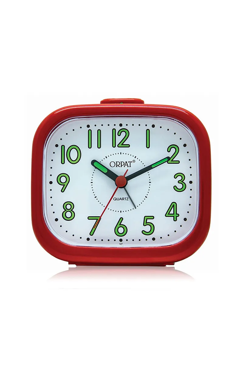Orpat Plastic Time Piece Buzzer Alarm Clock - 127, Red - 10x18 Cm HK000183CLOCKRED