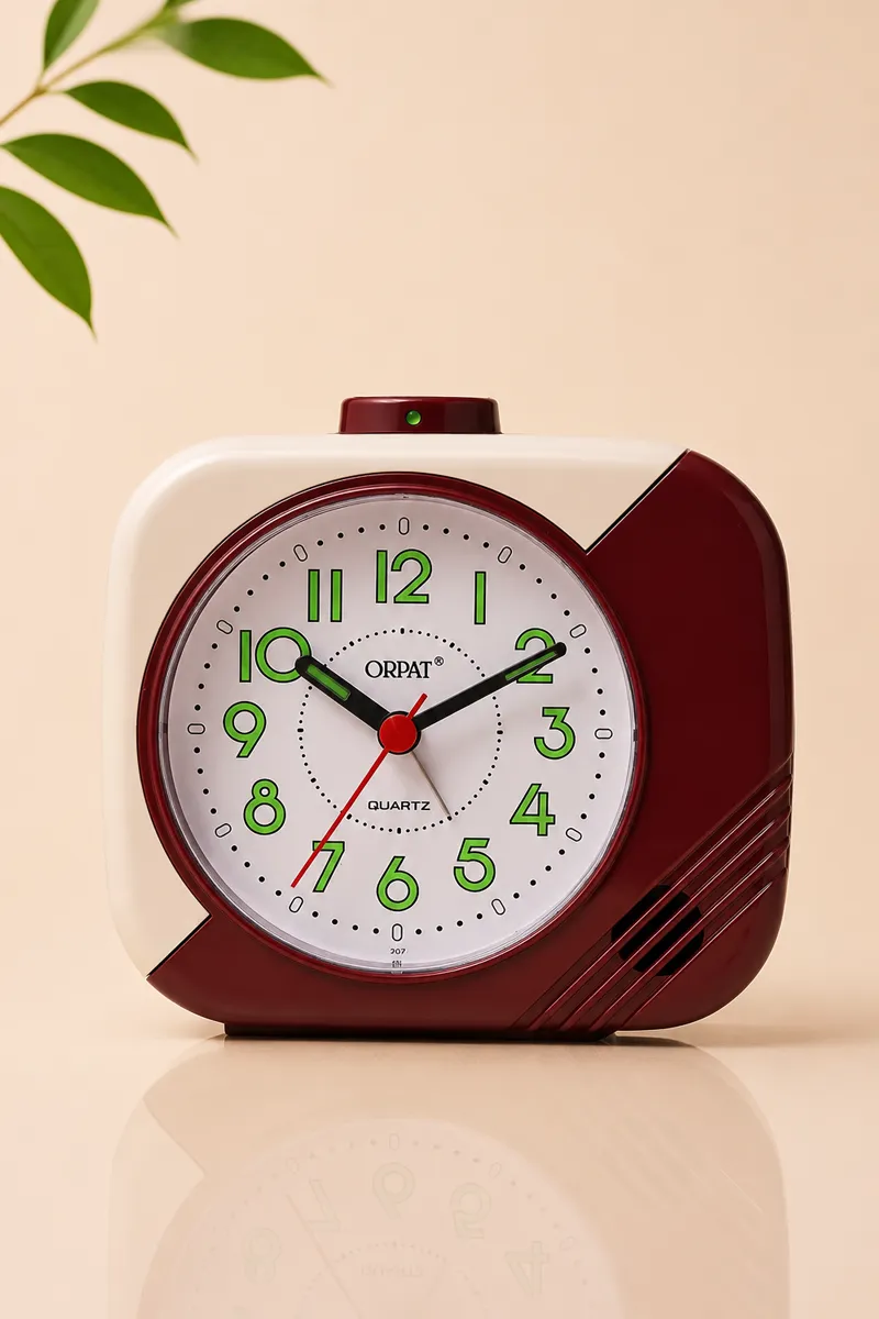 Orpat Plastic Time Piece Buzzer Alarm Clock - 207, Burgandy - 12x10 Cm HK000184CLOCKBUR