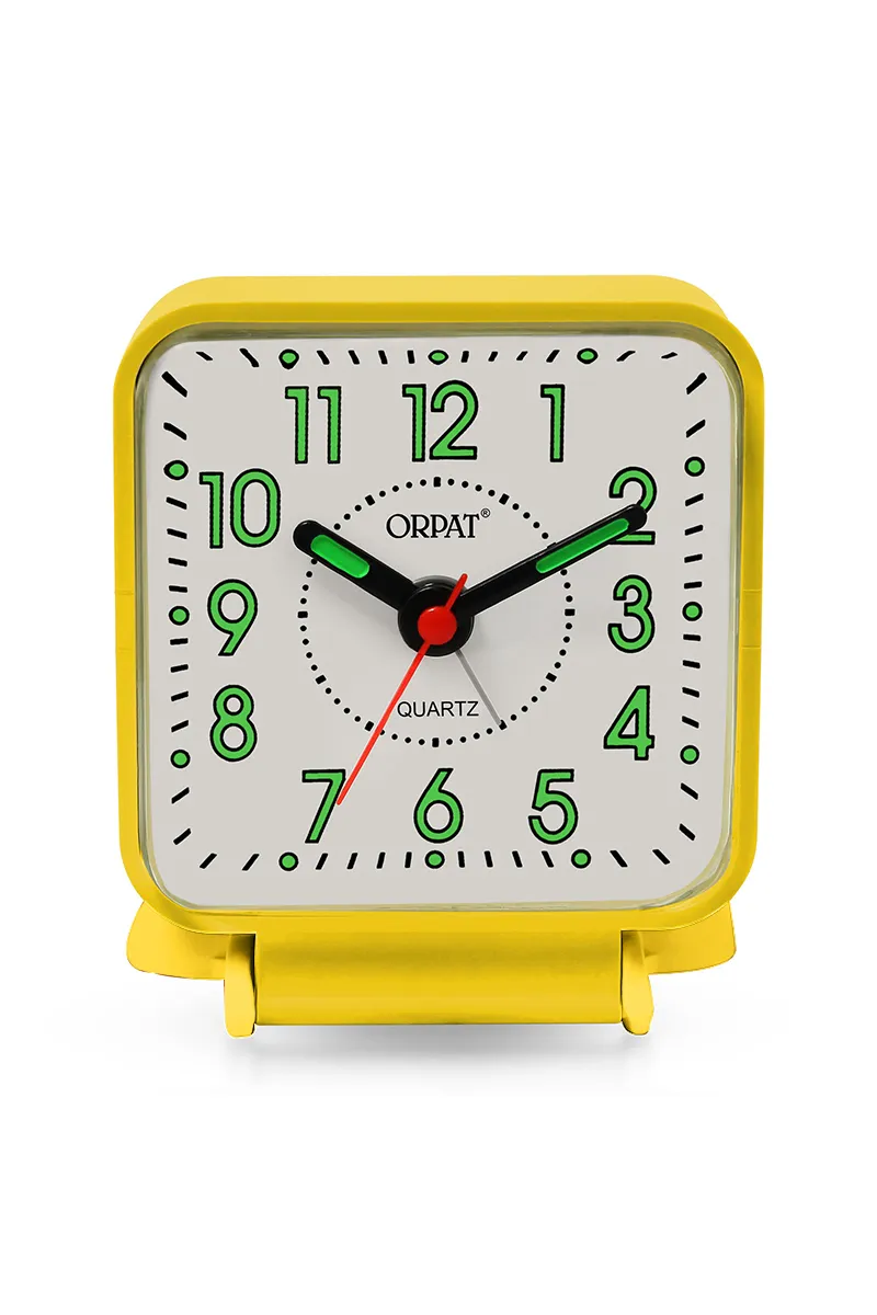 Orpat Plastic Time Piece Snooze Buzzer Alarm Clock - 157, Yellow - 7x7 Cm HK000187CLOCKYEL