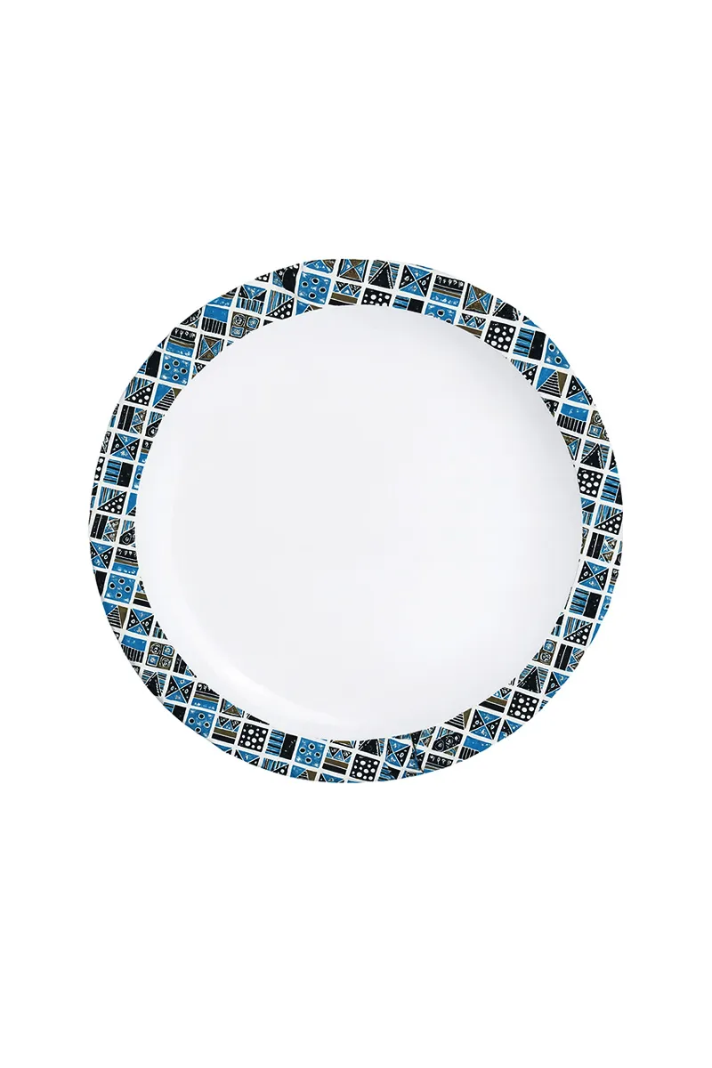 Melamine Printed Plate, Blue - 26 Cm