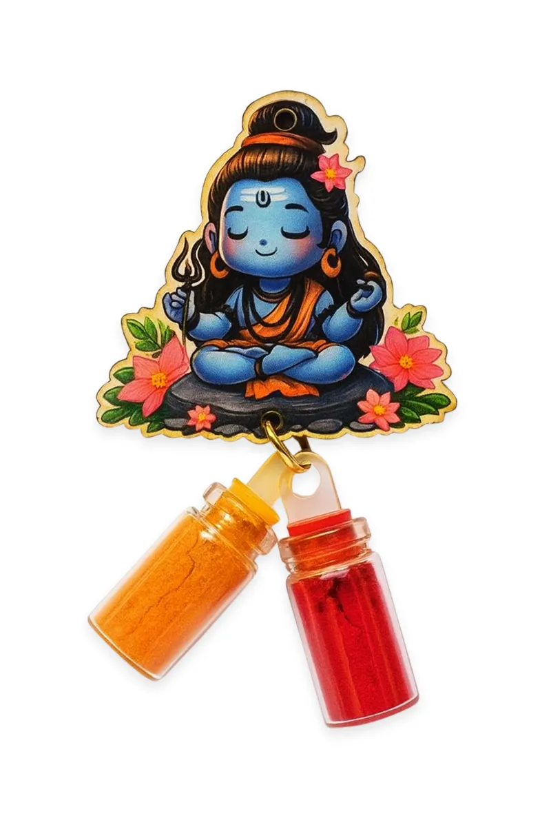 Wooden Shiva KumKum Set, Multicolor - 1pc HK000247KUMMULT