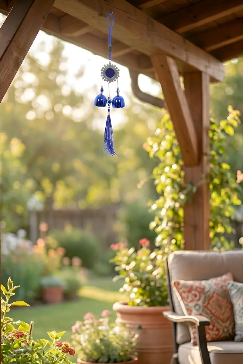 Decorative Wind Chime Bell for Outside Decor, Soothing Tones, Home Decor (Blue)