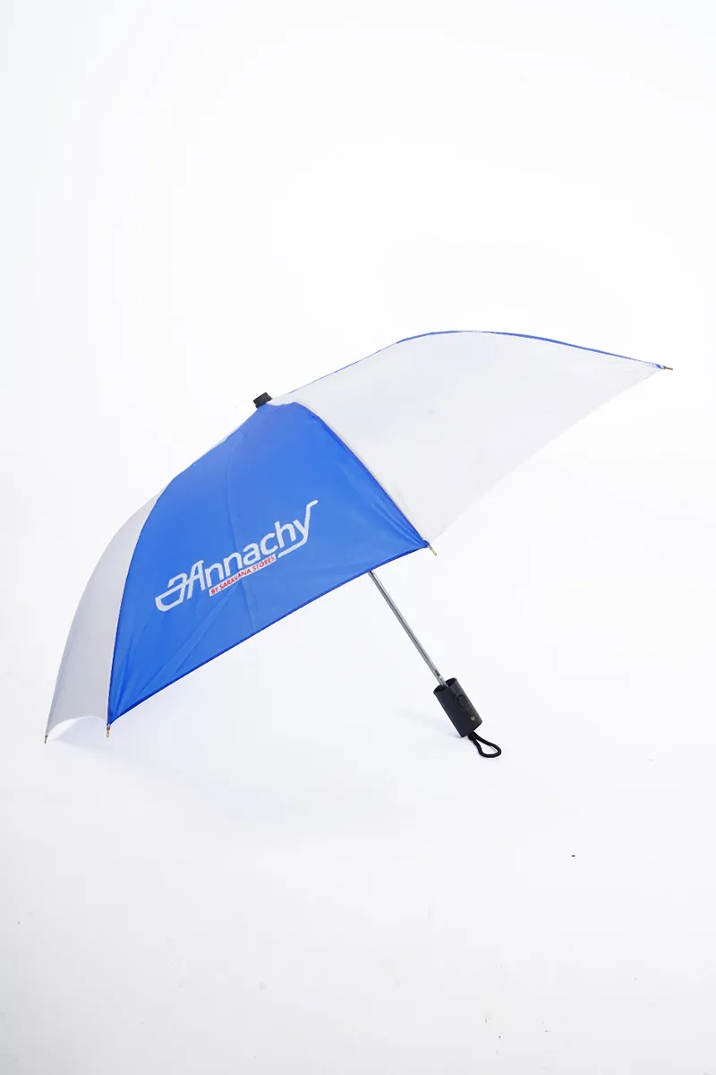 Polyester Automatic 2 Fold Umbrella, 21 Inch - Royal Blue & White