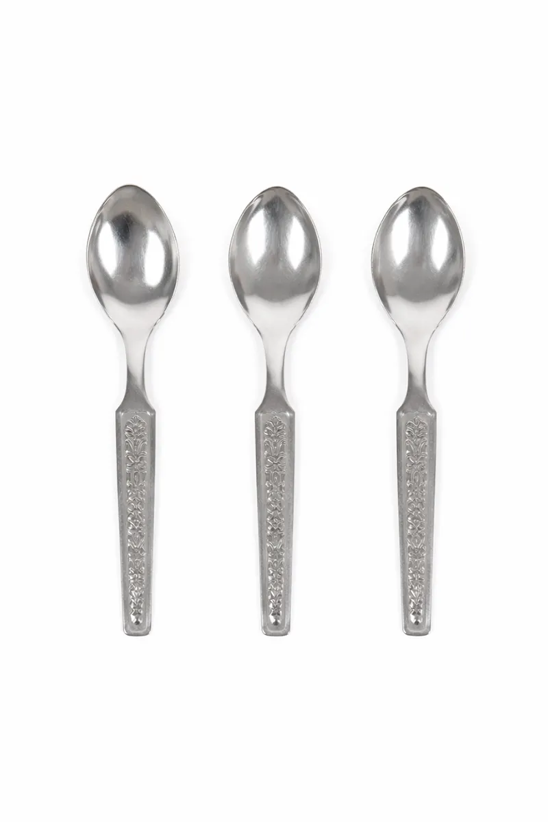 Stainless Steel Spoon Set, Silver - 3pc / 8 Cm