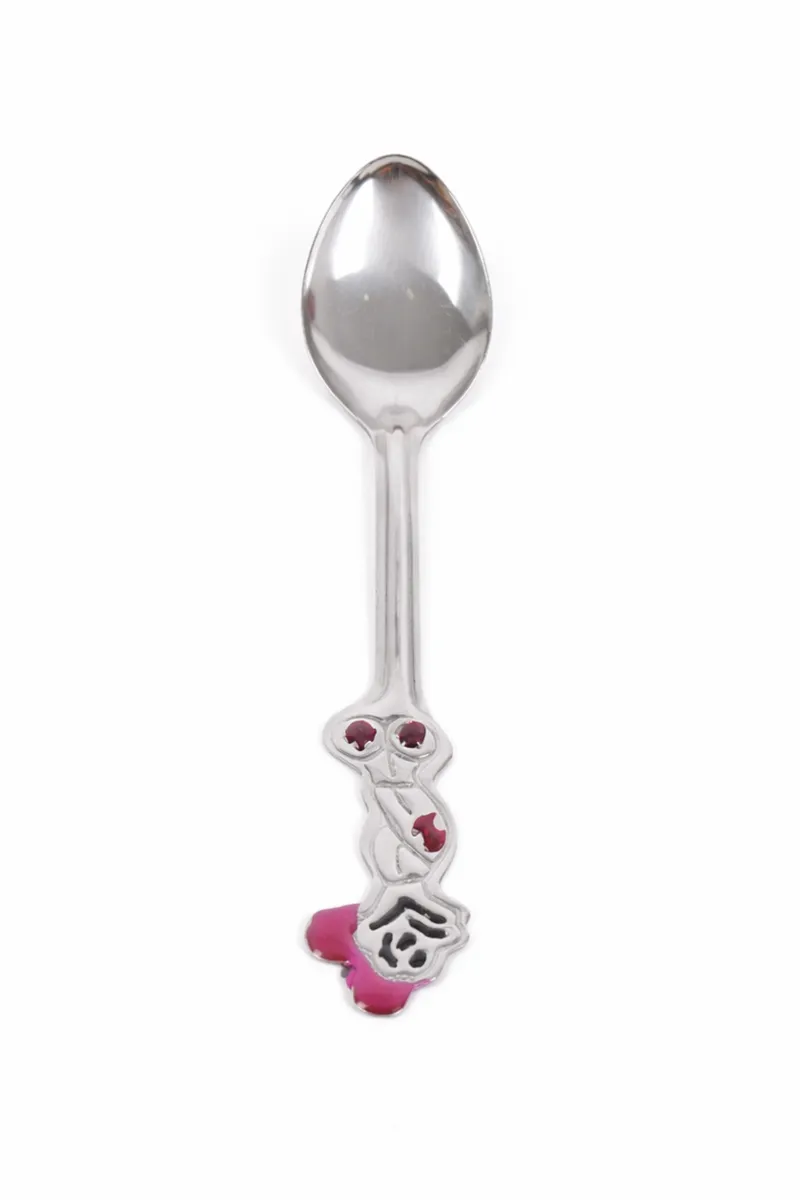 Stainless Steel Mickey Mouse Baby Spoon, Pink - 14 Cm