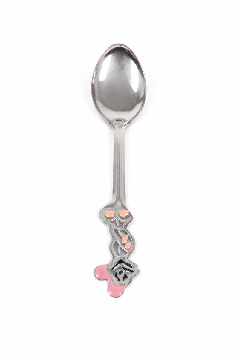 Stainless Steel Mickey Mouse Tea Spoon, Peach - 14 Cm