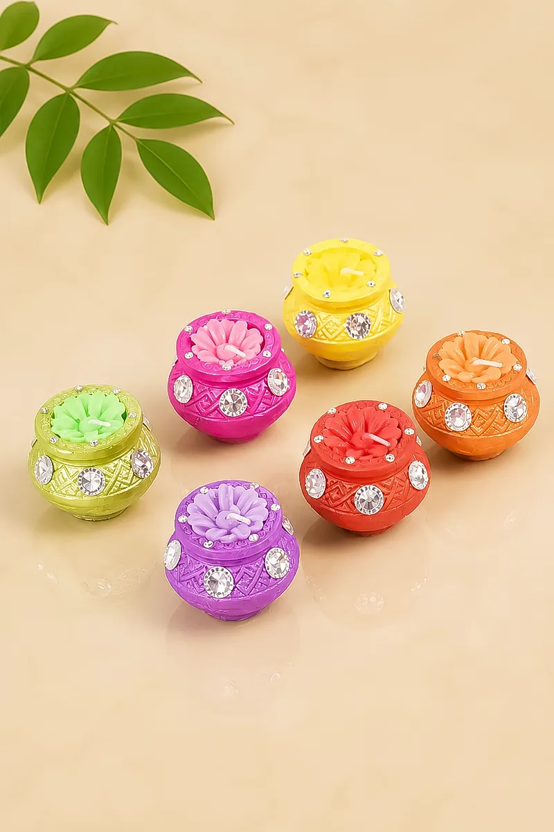 Matka Candle Set, Multicolor - 6 pc