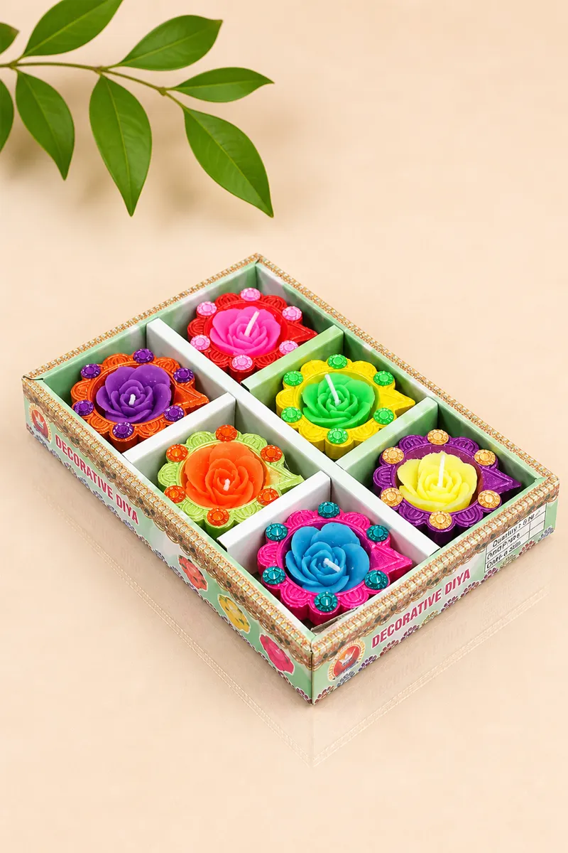 Decor Diya Candle Set, Multicolor - 6pc