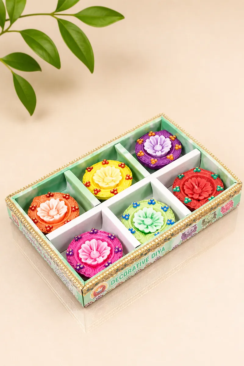 Decor Diya Candle Set, Multicolor - 6pc