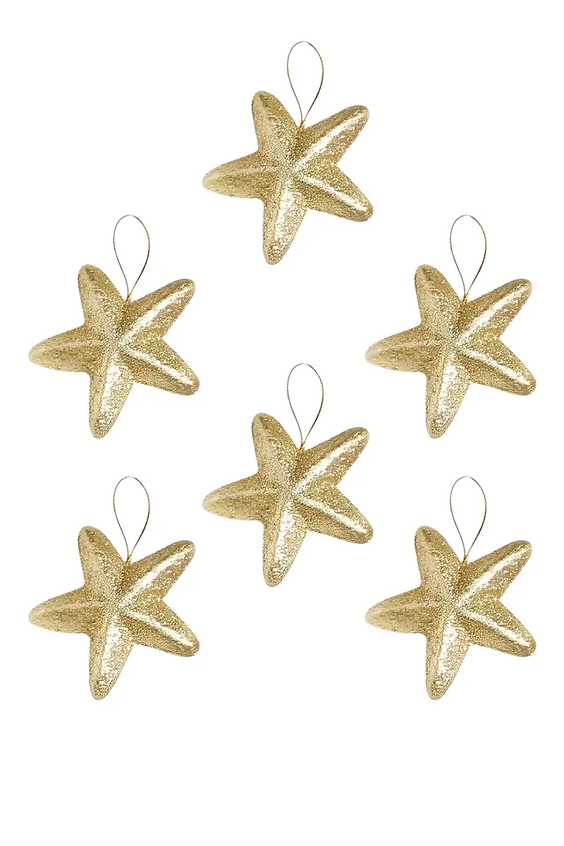 Christmas Decor Foam Star, Gold - 6 pc