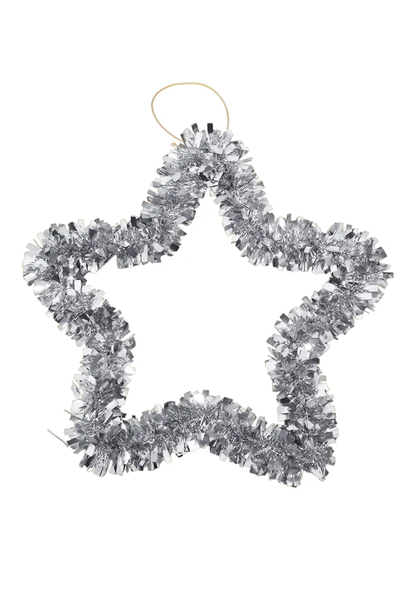 Christmas Decor Tinsel Star, Silver - 32 CM