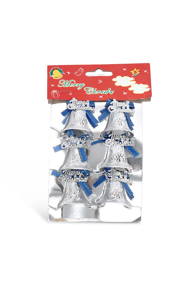 Christmas Decor Bell Set, Silver - 6 pcs