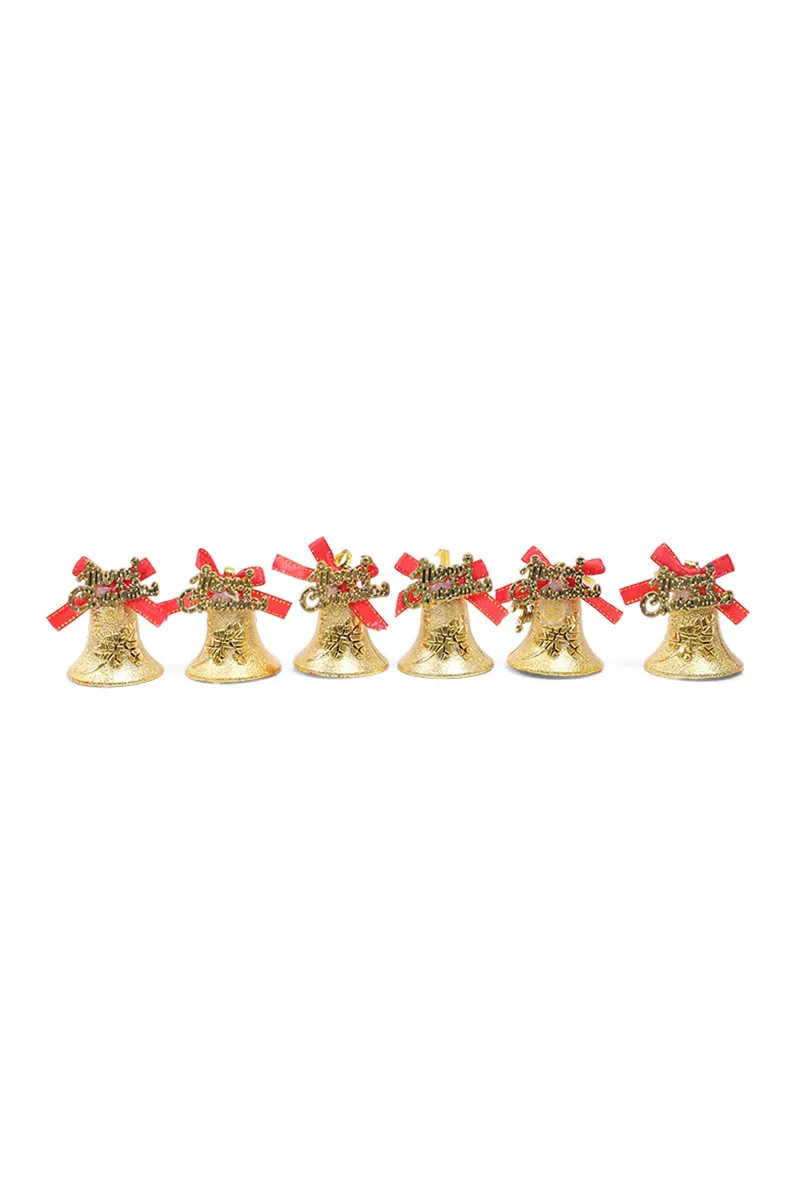 Christmas Decor Bell Set, Gold - 6 pcs