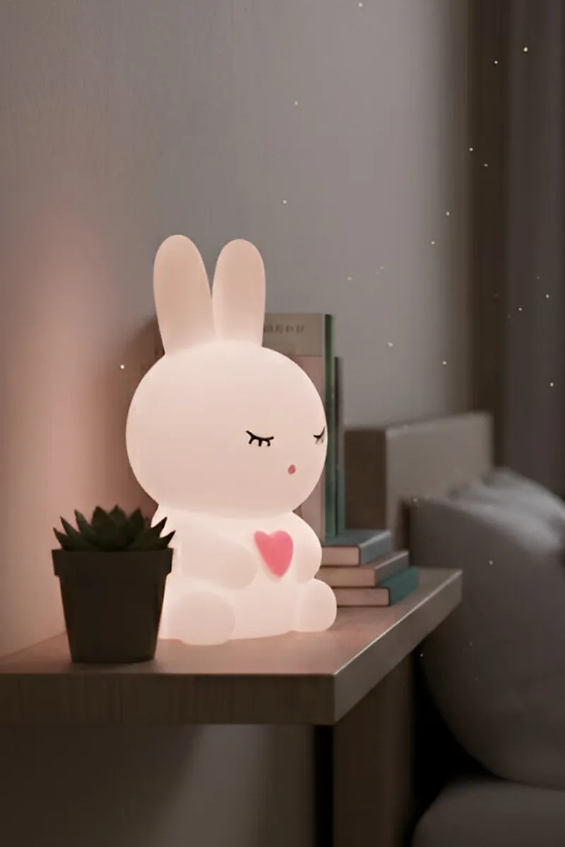 Plastic Cute Pet LED Light | Rabbit Design LED Night Lamp for Kids (White)