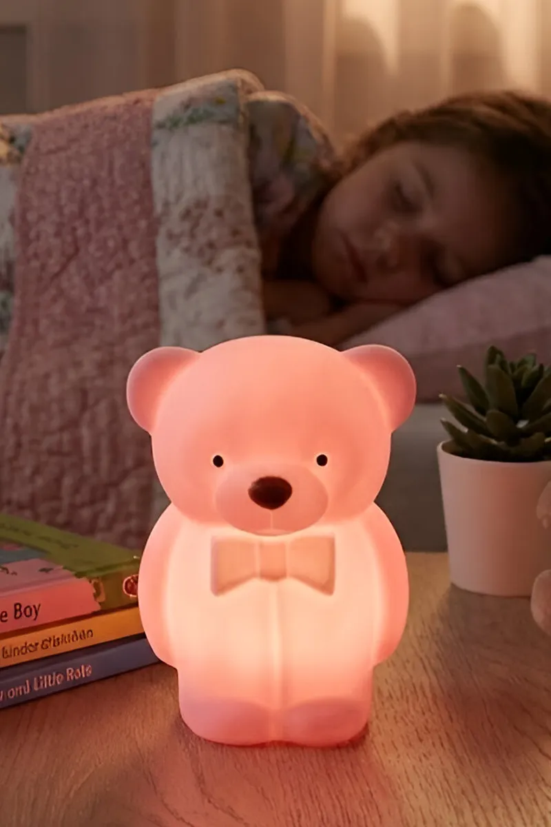 Plastic Cute Pet LED Light | Teddy Bear Design LED Night Lamp for Kids (Pink)