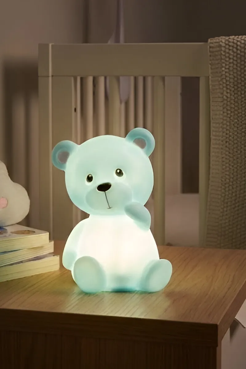 Plastic Cute Pet LED Light | Bear Design LED Night Lamp for Kids (Blue)
