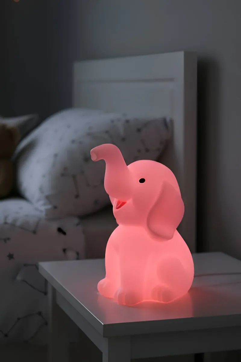 Plastic Cute Pet LED Light | Elephant Design LED Night Lamp for Kids (Pink)