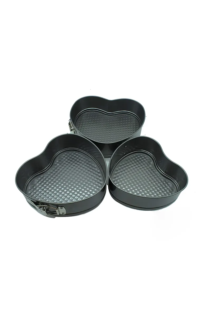 Heart Shaped Carbon Steel Non-Stick Cake Mould Set -  3 pcs