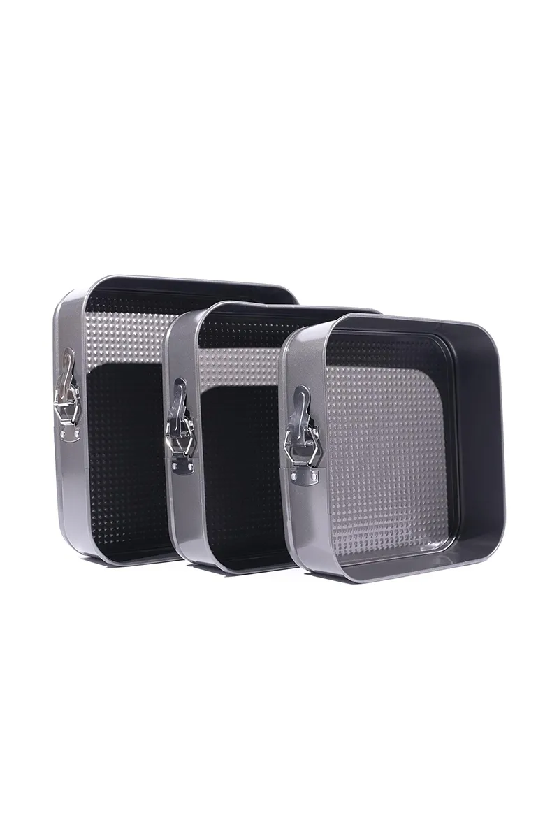 Square Shaped Carbon Steel Non-Stick Cake Mould Set -  3 pcs