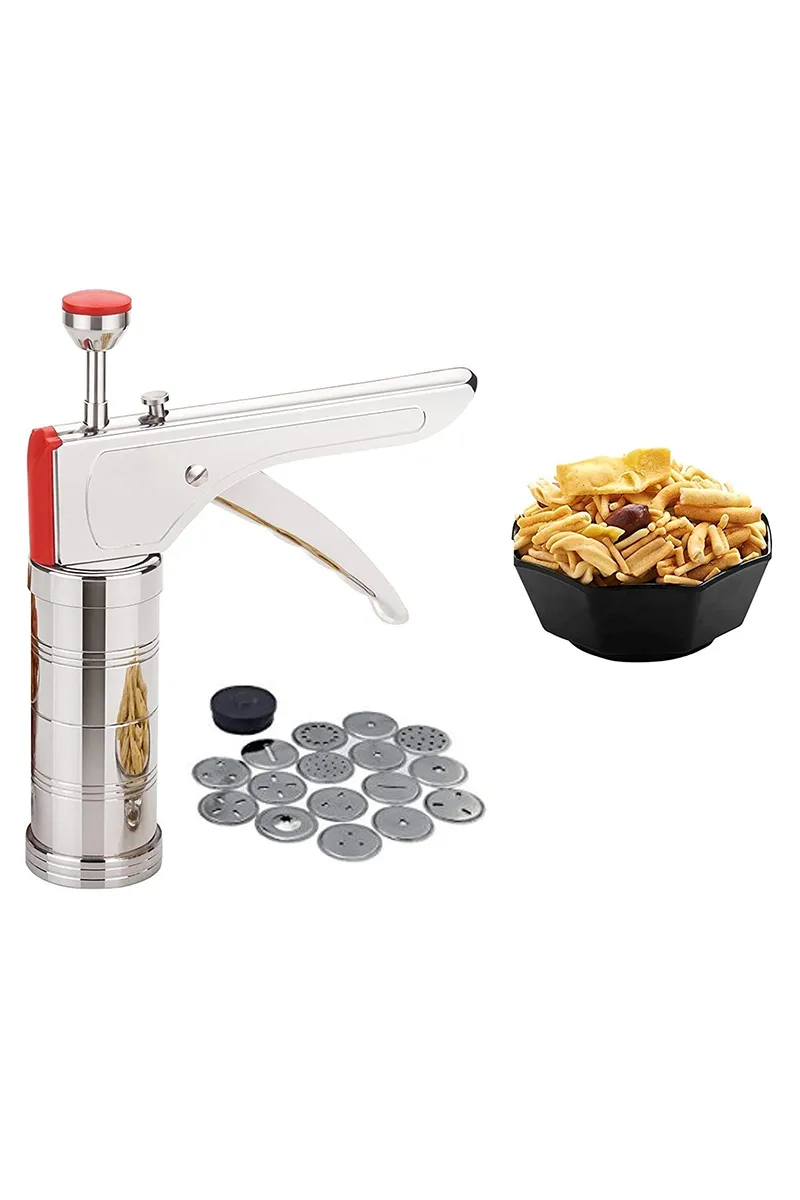 Stainless Steel Kitchen Press / Murukku Maker with 15 Different Shapes jalies