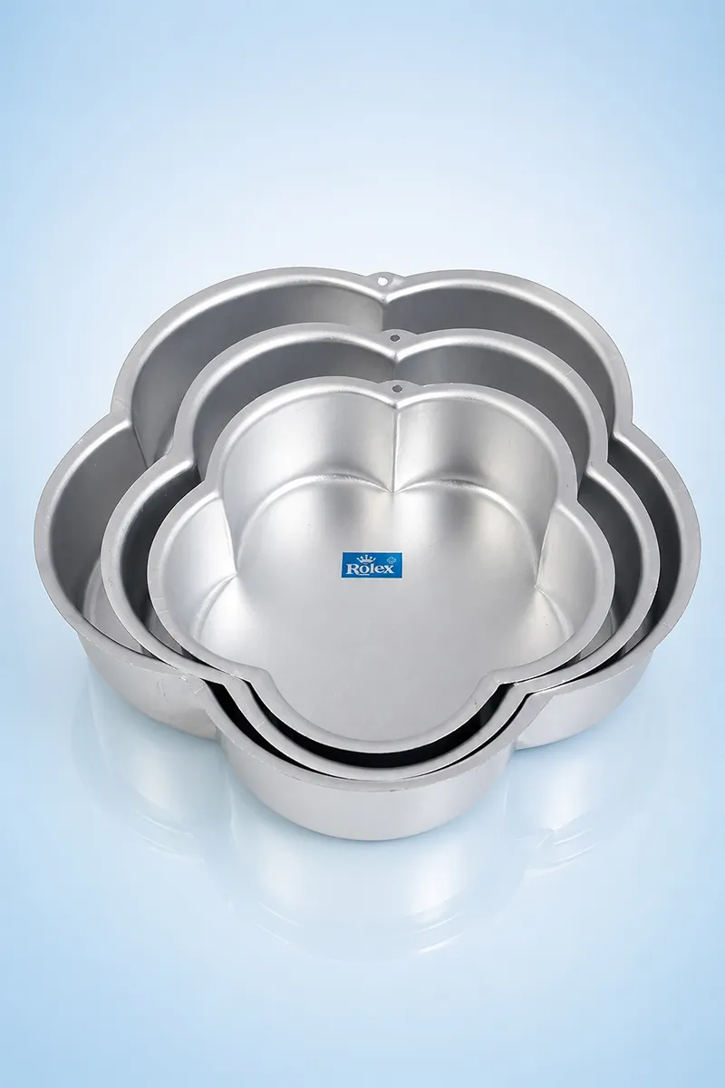 Flower Shaped Aluminium Cake Mould Set - 3 pcs