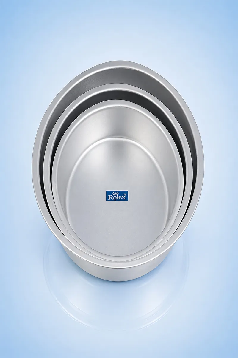 Oval Shaped Aluminium Cake Mould Set - 3 pcs