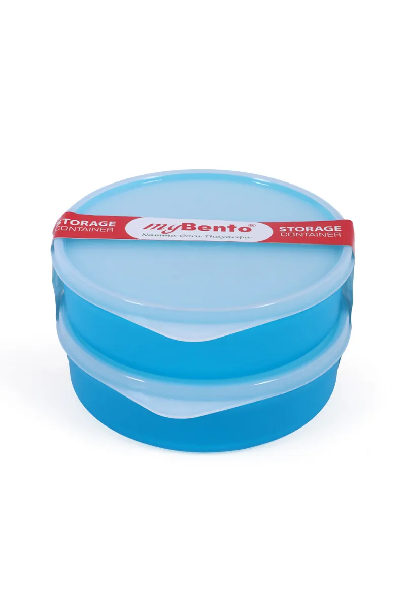 MyBento Plastic BPA Free Twin Store Container Set, Blue - 390 ML