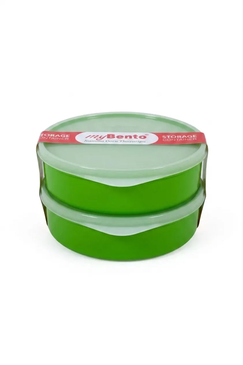 MyBento Plastic BPA Free Twin Store Container Set, Light Green - 890 ML