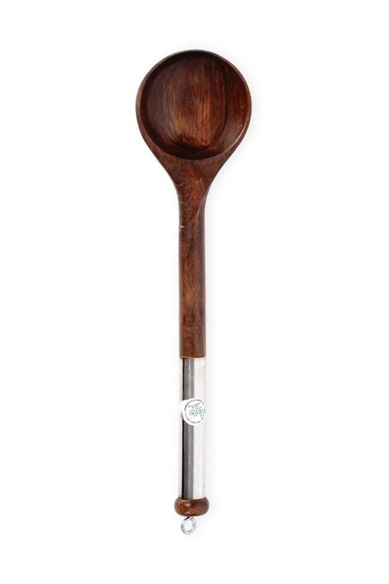 Kalki Wooden & Stainless Steel Serving Ladle - 32 Cm