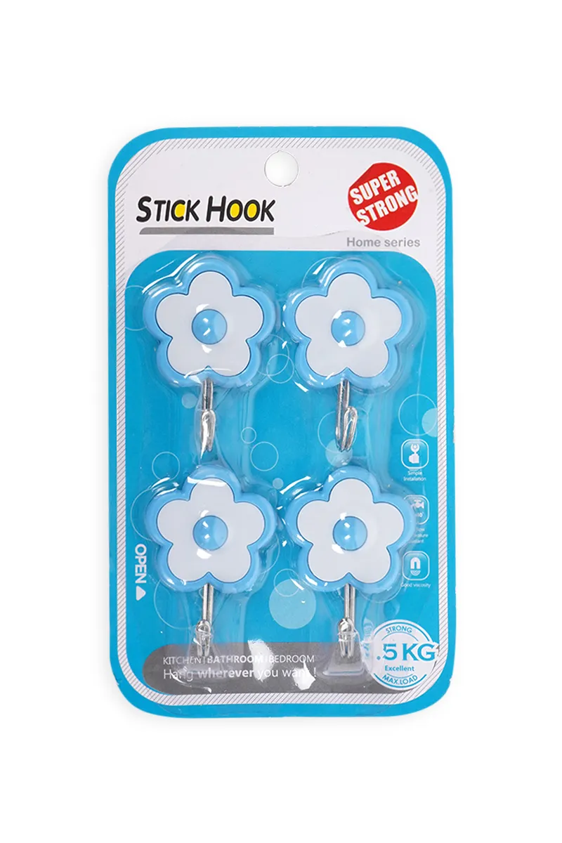 Plastic & Steel Multiuse Hooks, Blue - 4pcs