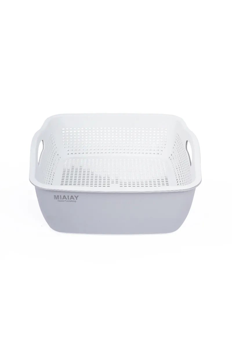 Plastic Double Layer Colander, Grey - 29 x 30 Cm