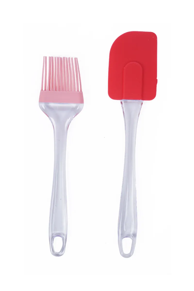 Plastic & Silicone Oil Brush and Spatula - Set of 2