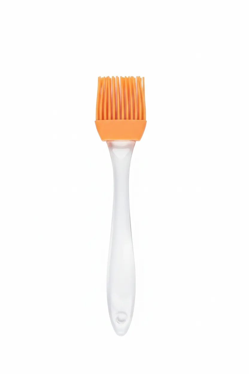 Silicone Brush with Plastic Handle, Orange - 15 Cm
