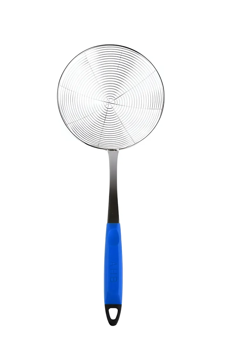 Stainless Steel Oil Strainer with Plastic Handle, Blue - 40 Cm