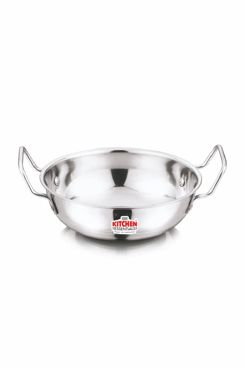 Kitchen Essential Stainless Steel Kadai, Silver - 1000 ML